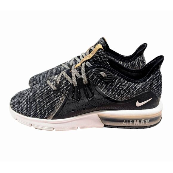 NIKE Air Max Sequent 3 'Black Dark Grey' Running Shoes Size 9 - Picture 3 of 10